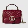 Gucci Gg Marmont Mini Top Handle Bag In Bordeaux