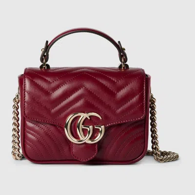 Gucci Gg Marmont Mini Top Handle Bag In Bordeaux