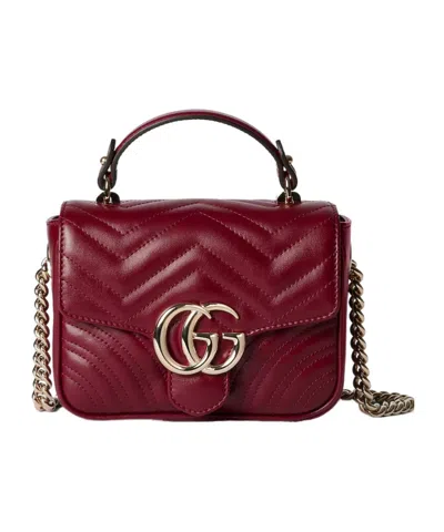 Gucci Gg Marmont Mini Top Handle Bag In Red