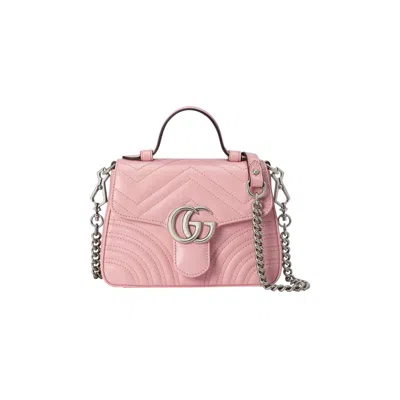 Pre-owned Gucci Gg Marmont Mini Top Handle Bag 'wild Rose' | Pink | Women's Size Onesize