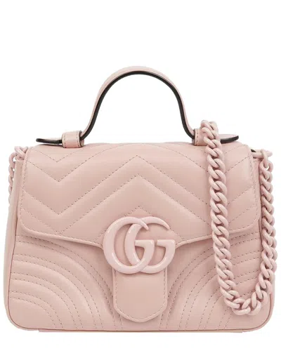 Gucci Gg Marmont Mini Top Handle Tote Shoulder Bag (authentic Pre-loved) In Pink