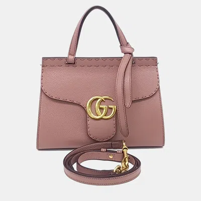 Pre-owned Gucci Gg Marmont Mini Tote And Shoulder Bag (442622) In Pink