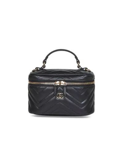 Gucci Gg Marmont Mini Vanity Matelassé Leather Shoulder Bag In Black