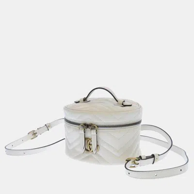 Pre-owned Gucci Gg Marmont Mini White Leather Backpack