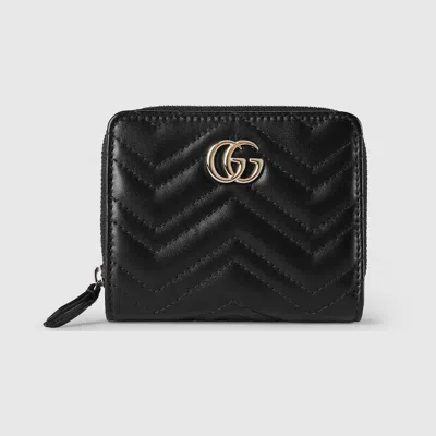 Gucci Gg Marmont Mini Zip Wallet In Black