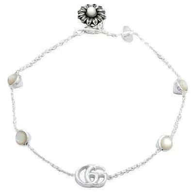 Pre-owned Gucci Gg Marmont Mop Sterling Silver Bracelet - Yba773229001