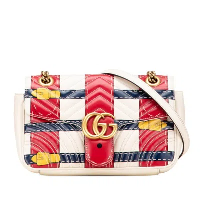 Pre-owned Gucci Gg Marmont Multi-color White Leather Shoulder Bag ()