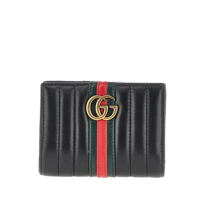 Gucci 'gg Marmont' Nappa Leather Bi-fold Wallet In Black