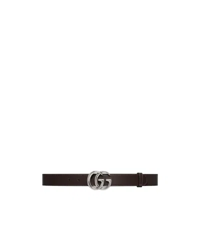 Gucci Gg Marmont Narrow Belt In Brown