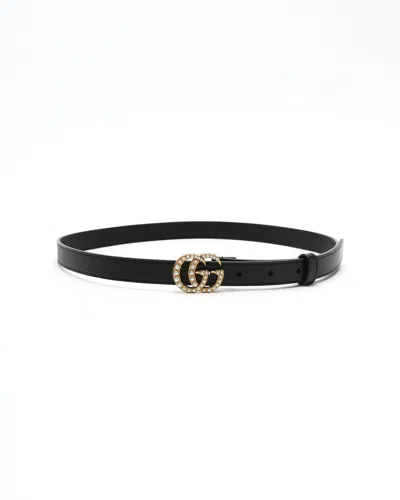 Gucci Gg Marmont Pearl Belt, Size 85 In Black