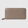 Gucci Gg Marmont Pink Interior Zip Around Wallet In Neutral