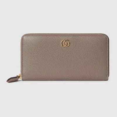 Gucci Gg Marmont Pink Interior Zip Around Wallet In Neutral