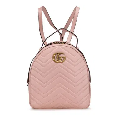 Pre-owned Gucci Gg Marmont Pink Leather Backpack ()