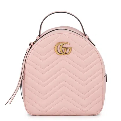 Pre-owned Gucci Gg Marmont Pink Leather Backpack ()
