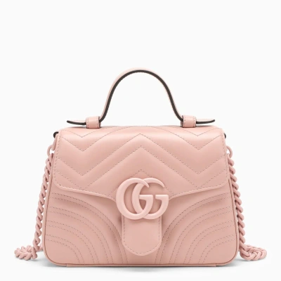 Gucci Gg Marmont Pink Leather Mini Handbag Women In Perfect Pink
