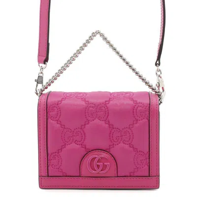 Pre-owned Gucci Gg Marmont Pink Nylon Leather Pochette Shoulder Bag ()