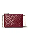 Gucci Gg Marmont Pochette With Chain In Burgundy