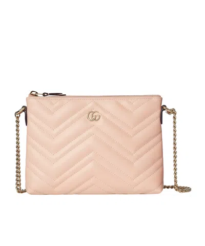 Gucci Gg Marmont Pochette With Chain In Pink