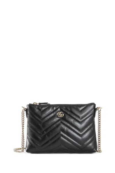 Gucci Gg Marmont Pouch With Chain In Black