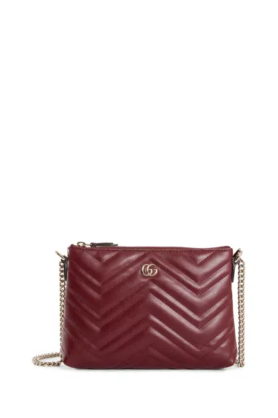 Gucci Gg Marmont Pouch With Chain In Red