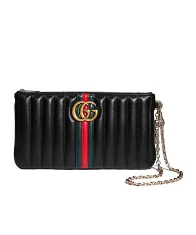 Gucci Gg Marmont Pouch With Strap In Black