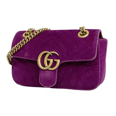Gucci Gg Marmont Purple Suede Shopper Bag ()