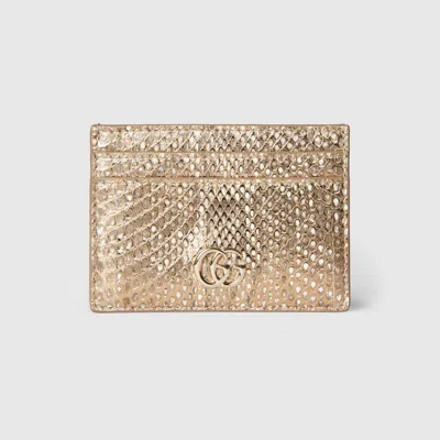 Gucci Gg Marmont Python Card Case In Gold