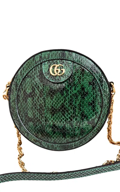 Pre-owned Gucci Gg Marmont Python Exotic Skin Leather Bag In Black