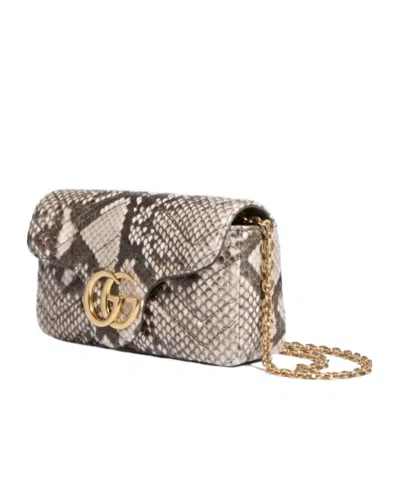 Gucci Gg Marmont Python Mini Shoulder Bag In Animal Print