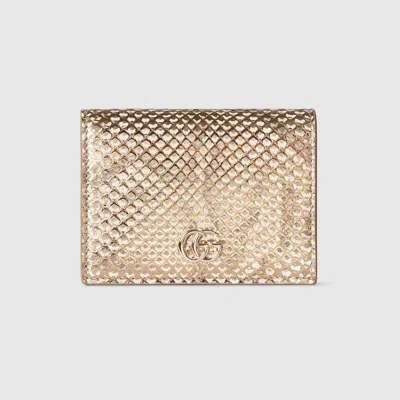 Gucci Gg Marmont Python Small Wallet In Gold