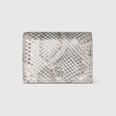 Gucci Gg Marmont Python Small Wallet In Metallic