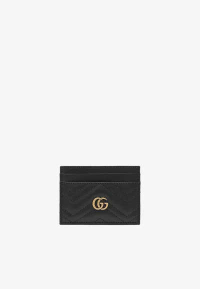 Gucci Gg Marmont Quilted Leather Cardholder In Black