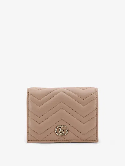 Gucci Gg Marmont Quilted Leather Wallet In Beige