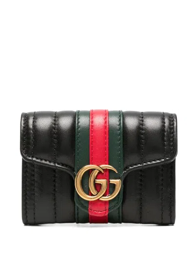 Gucci Gg Marmont Quilted Leather Wallet In Black