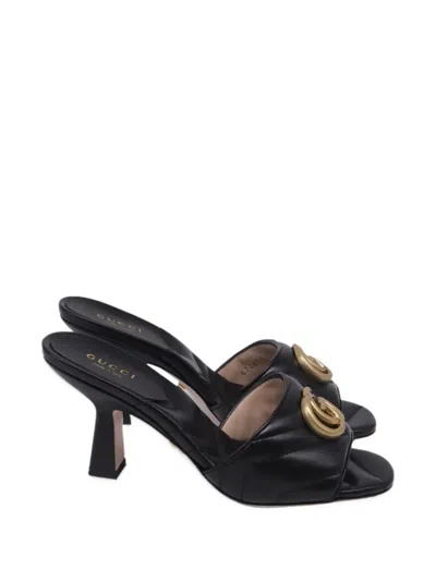 Pre-owned Gucci Gg Marmont Quilted Mules In Black
