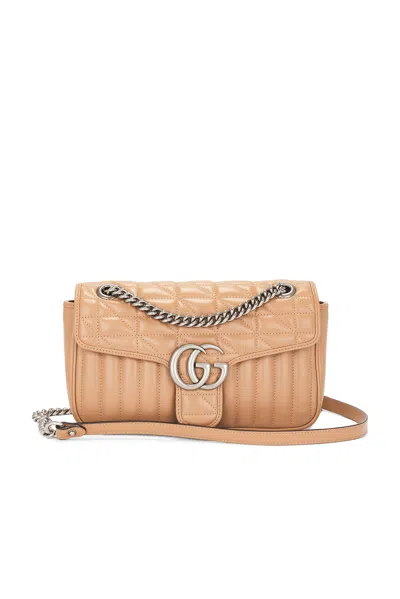 Pre-owned Gucci Gg Marmont Quilted Shoulder Bag In Tan