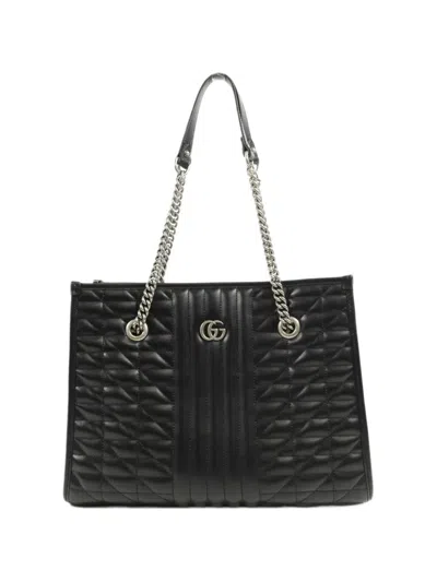 Pre-owned Gucci Gg Marmont Quilted Tote Bag In Black