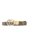 Gucci Women Gg Marmont Reversible Thin Belt In Gray