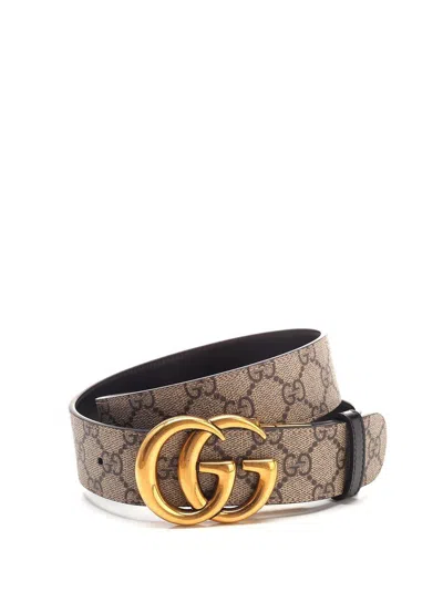 Gucci Gg Marmont Reversible Belt In Beebonynero