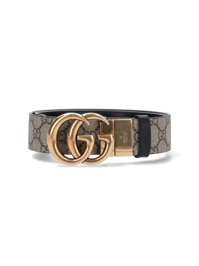 Gucci "gg Marmont" Reversible Belt In Beige