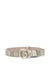 Gucci Beige Signature Logo Belt With Refined Buckle In Beige