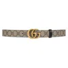 Gucci Gg Marmont Reversible Thin Belt In Beige