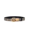 Gucci Gg Marmont Reversible Thin Leather Belt In Beige