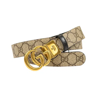 Pre-owned Gucci Gg Marmont Reversible Belt 'beige/ebony/nero' | Brown | Women's Size 75