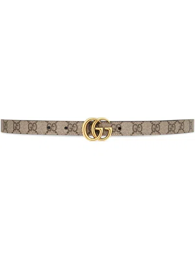Gucci Women Gg Marmont Reversible Belt In Neutral