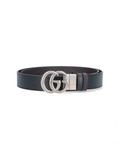 Gucci 'gg Marmont' Reversible Belt In Black  