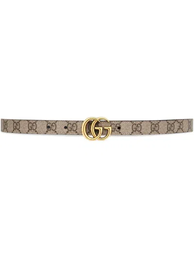 Gucci Women Gg Marmont Reversible Belt In Neutral