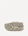Gucci Beige Calf Leather Bos Taurus Regular Belt In Gray