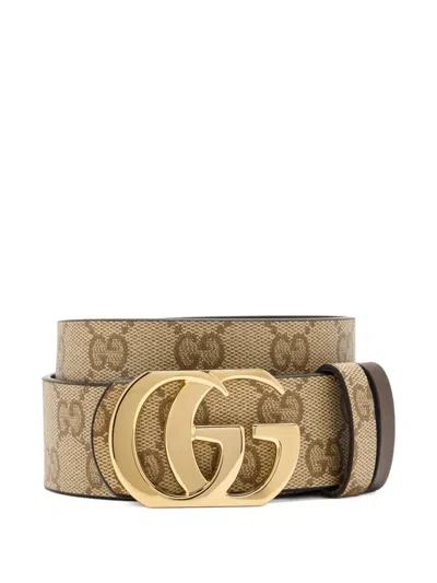 Gucci Reversible Cut Gg Marmont Belt In Metallic