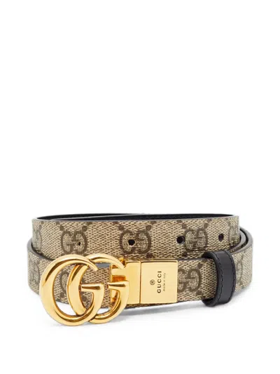 Pre-owned Gucci Gg Marmont Reversible Belt In Neutrals